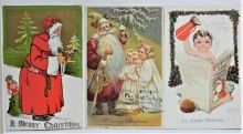 santa-on-3-early-christmas-postcards-for-sale