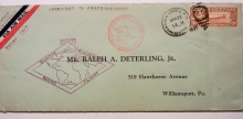 Zeppelin-postal-history-cover-Lakehurst-Saville-Friedrichshafen-to-Lakehurst-June-1930-flight-with-C-14-stamp