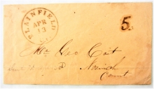 plainfield-connecticut-1850s-stampless-postal-history-cover-to-norwich-connecticut