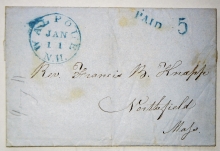 walpole new hampshire postal history stampless folded letter to northfield massachusetts