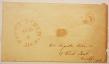 PITTS FIELD (PITTSFIELD) MASSACHUSETTS STAMPLESS ENVELOPE - POSTAL-HISTORY