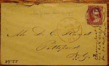 BOSTON COVER WITH SCOTT #26, BLACK PAID SOCK ON THE NOSE CANCELATION 