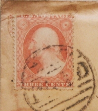 BOSTON MASSACHUSETTS 1850S COVER WITH SCOTT #25. NICE BLACK PAID KILLER WITH RED BOSTON POSTMARK. - POSTAL-HISTORY