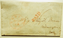 BOSTON MASSACHUSETTS 1844 STAMPLESS FOLDED LETTER TO WILMINGTON MASSACHUSETTS - POSTAL HISTORY