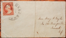 STROUDSBURGH PENNSYLVANIA SCOTT #26 ON COVER TO NEWARK NEW JERSEY - POSTAL HISTORY