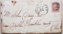 CHILLICOTHE OHIO 1861 STAMPED FOLDED GEORGE WILLIAM DUN LETTER TO HIS SON JOHN