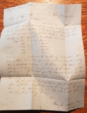 MARITIME POSTAL HISTORY - NEW YORK CITY 1849 STAMPLESS FOLDED LETTER TO LYON, FRANCE. COLONIES&c.ART.13 MARK 