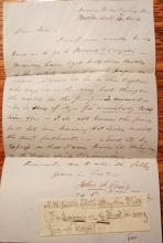 BOSTON MASSACHUSETTS 1854 STAMPLESS COVER WITH INTERESTING CONTENTS