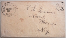 GALESBURGH MICHIGAN STAMPLESS COVER WITH PAID 3 IN CIRCLE - POSTAL HISTORY