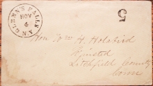 GLENN'S FALLS NEW YORK 1854 STAMPLESS COVER - POSTAL HISTORY