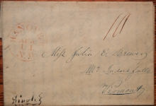 HANOVER NEW HAMPSHIRE 1840 DARTMOUTH STAMPLESS FOLDED LETTER FROM LATER US REP FROM NEW YORK FRANCIS B. BREWER 