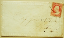 CADYVILLE NEW YORK 1855 COVER TO LEWISTON MAINE WITH SCOTT #11 AND LETTER - POSTAL HISTORY