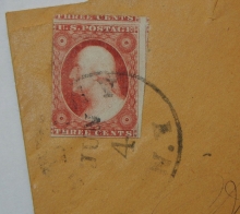 ALBANY NEW YORK COVER WITH FRESH SCOTT #25 ADDRESSED TO MERCHANTS & MECHANICS BANK, TROY NEW YORK - POSTAL-HISTORY