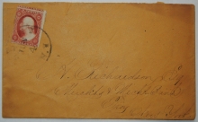 ALBANY NEW YORK COVER WITH FRESH SCOTT #25 ADDRESSED TO MERCHANTS & MECHANICS BANK, TROY NEW YORK - POSTAL-HISTORY