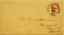 OWENSBORO KENTUCKY 1850S COVER TO WEEDSPORT, NEW YORK WITH DARK CLARET SCOTT #11 - POSTAL HISTORY
