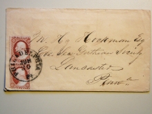 PHILADELPHIA PENNSYLVANIA COVER WITH PAIR OF SCOTT #11, TYPE II STAMPS