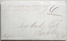 PISCATOQUOAGVILLE NEW HAMPSHIRE 1838 MANUSCRIPT STAMPLESS FOLDED LETTER - POSTAL HISTORY