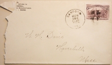 SANFORD MAINE 1893 COVER WITH AVERAGE-CENTERED 2-CT COLUMBIAN SERIES STAMP - POSTAL-HISTORY