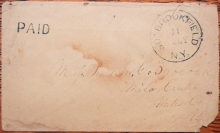 SO. BROOKFIELD NEW YORK STAMPLESS FOLDED COVER UNLISTED IN ASCC - POSTAL HISTORY