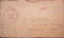 SOUTH GLASTENBURY CONNECTICUT 1850-54 STAMPLESS FOLDED COVER - POSTAL-HISTORY
