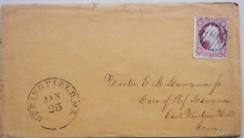SPRINGFIELD MASSACHUSETTS COVER SCOTT 26A STAMP FANCY TO EAST WINDSOR HILL CONNECTICUT 