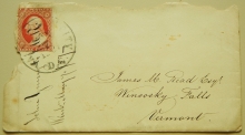 WASHINGTON CITY DC TO JAMES M. READ, WINOOSKI FALLS VERMONT SCOTT #11 ON COVER 