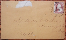 SOUTH WILBRAHAM MASSACHUSETTS RARE DPO COVER WITH SCOTT #26 STAMP - POSTAL HISTORY