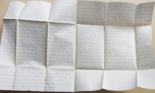 NEW HAMPSHIRE POSTAL HISTORY -- WINCHESTER NEW HAMPSHIRE 1852 STAMPLESS FOLDED LETTER TO REV. DANIEL WELLS, DEERFIELD, NEW HAMPSHIRE. ILLNESS