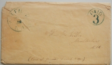 WOLFEBORO NEW HAMPSHIRE 1853 STAMPLESS COVER AND LETTER FROM JOHN BREWSTER, FOUNDER OF BREWSTER ACADEMY
