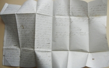 WOLFEBORO NEW HAMPSHIRE 1853 STAMPLESS COVER AND LETTER FROM JOHN BREWSTER, FOUNDER OF BREWSTER ACADEMY