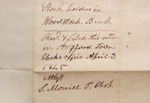 WOODSTOCK VERMONT MARCH 32 (!!!) 1854 STAMPLESS FOLDED LETTER RE: WOODSTOCK BANK STOCK - POSTAL HISTORY